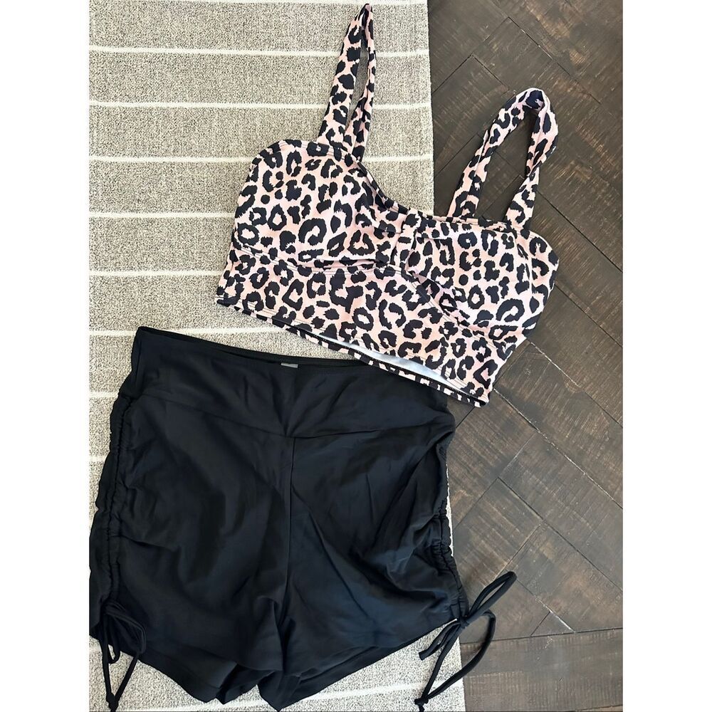 Micas Black Cheetah Print Pin Up Bikini Size Medium New